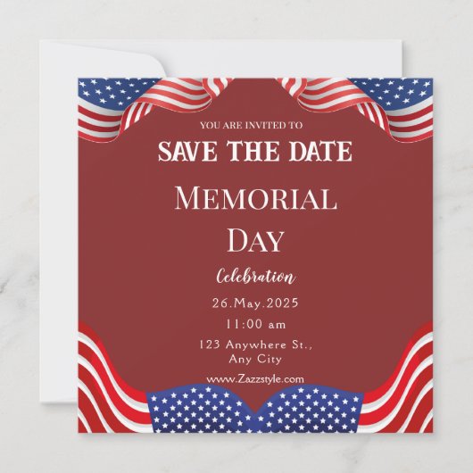 Red White Memorial Day Save the Date Kaart (Voorkant)