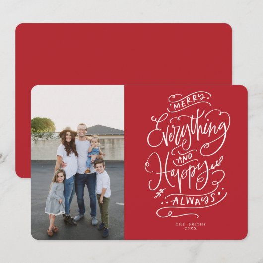 Red White Merry Alles Happy Altijd Holiday Kaart (Voorkant / Achterkant)