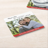 Red White Merry Bright kerstfeestdag Kartonnen Onderzetters (Schuin)