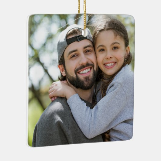 Red White Merry Bright kerstseizoen Foto Keramisch Ornament (Rechts)