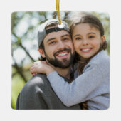 Red White Merry Bright kerstseizoen Foto Keramisch Ornament (Voorkant)