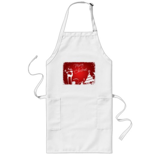 Red White Merry kerst Deer, Snowflakes Schort (Voorkant)