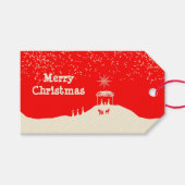 Red White Merry kerst Natitivity Scene Company Cadeaulabel (Voorkant (Horizontaal))