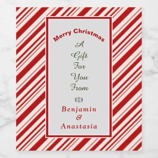 Red White Merry kerstfeestjes personaliseren Wijn Etiket (Enkel label)