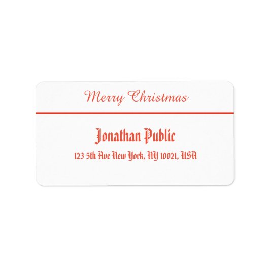 Red White Merry kerstscript Sjabloon Adres Etiket (Voorkant)