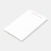 Red White Minimalist Simple Plain Modern Own Name Post-it® Notes (Schuin)