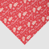 Red White Mittens en Snowflake-kerstpatroon Tissuepapier (Detail)