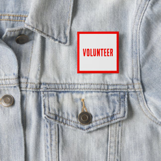 Red&White Modern Buttonnen voor Vrijwilligers Vierkante Button 5,1 Cm