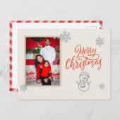 Red White Modern Illustrated Christmas Postcard Briefkaart (Voorkant / Achterkant)