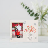 Red White Modern Illustrated Christmas Postcard Briefkaart (Staand voorkant)
