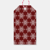 Red White Modern Snowflake Christmas Pattern  Cadeaulabel (Achterkant)