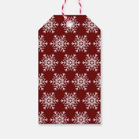 Red White Modern Snowflake Christmas Pattern Cadeaulabel (Achterkant)