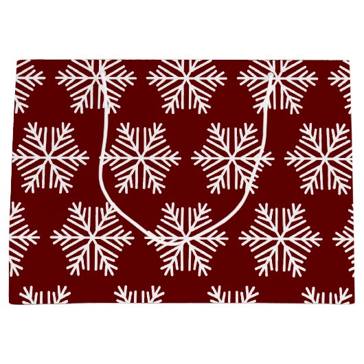 Red White Modern Snowflake Christmas Pattern Groot Cadeauzakje (Voorkant)