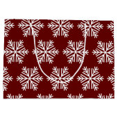 Red White Modern Snowflake Christmas Pattern  Groot Cadeauzakje (Achterkant)