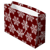 Red White Modern Snowflake Christmas Pattern  Groot Cadeauzakje (Achterkant Gekanteld)