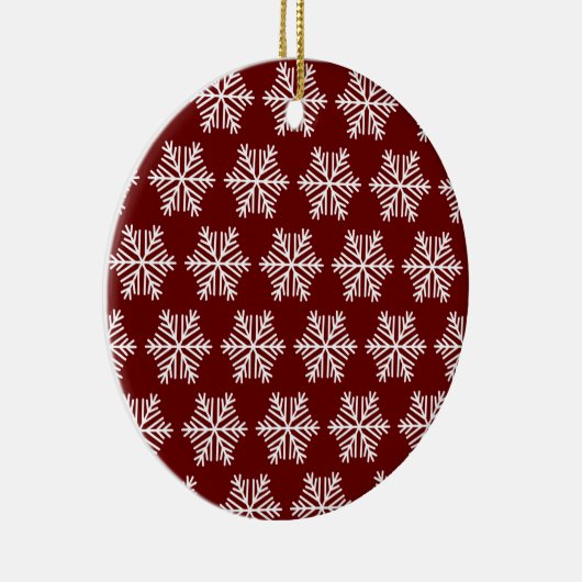 Red White Modern Snowflake Christmas Pattern Keramisch Ornament (Rechts)