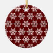 Red White Modern Snowflake Christmas Pattern Keramisch Ornament (Voorkant)