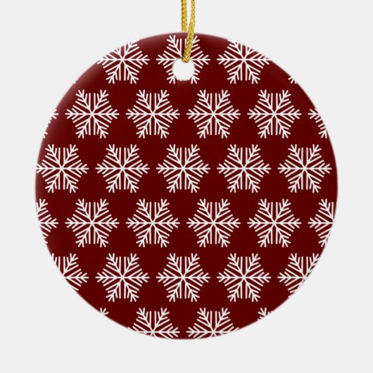 Red White Modern Snowflake Christmas Pattern Keramisch Ornament (Voorkant)