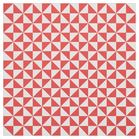 Red White Modern Triangles Pattern Fabric Stof (Swatch)