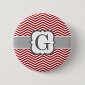 Red White Monogram Letter G Chevron Ronde Button 5,7 Cm (Voorkant)