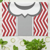 Red White Monogram Letter G Chevron Theedoek (Gevouwen)