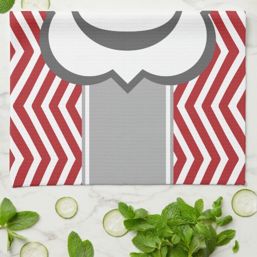 Red White Monogram Letter G Chevron Theedoek (Gevouwen)