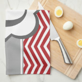 Red White Monogram Letter G Chevron Theedoek (Quarter Fold)
