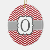Red White Monogram Letter O Chevron Keramisch Ornament (Links)