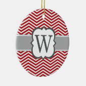 Red White Monogram Letter W Chevron Keramisch Ornament (Rechts)