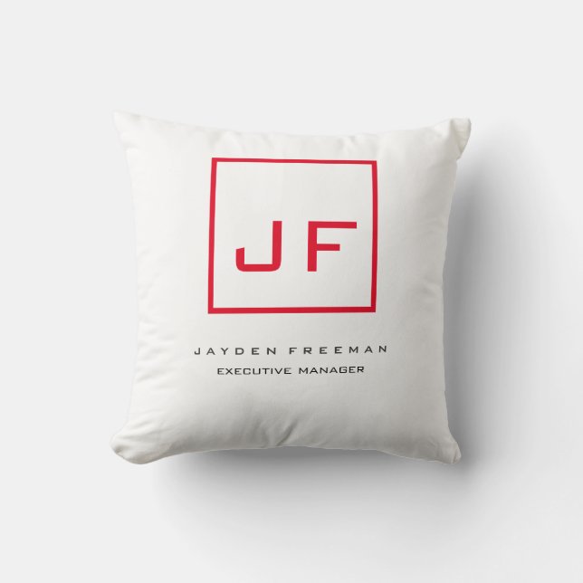 Red White Monogram Modern minimalist Kussen (Voorkant)