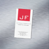 Red White Monogram Modern minimalist Magnetisch Visitekaartje (Voorbeeld)
