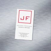 Red White Monogram Modern minimalist Magnetisch Visitekaartje (Voorbeeld)