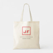 Red White Monogram Modern minimalist Tote Bag (Achterkant)