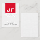 Red White Monogram Modern minimalist Visitekaartje (Voorkant / Achterkant)