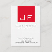 Red White Monogram Modern minimalist Visitekaartje (Voorkant)