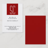 Red White Monogram Simple Plain Clean Professional Visitekaartje (Voorkant / Achterkant)