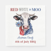 Red White Moo 4 juli Patriottische Koe Servet (Voorkant)