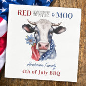 Red White Moo 4 juli Patriottische Koe Servet