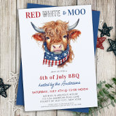 Red White Moo Patriottische Hoogland Koe 4 juli Kaart