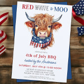 Red White Moo Patriottische Hoogland Koe 4 juli Kaart