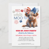 Red White Moo Patriottische Hoogland koe 4 juli Kaart (Voorkant)