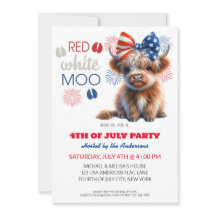 Red White Moo Patriottische Hoogland koe 4 juli