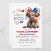 Red White Moo Patriottische Hoogland koe 4 juli Kaart (Voorkant / Achterkant)