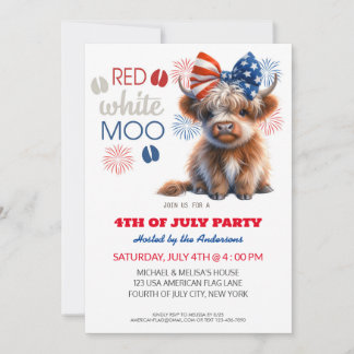 Red White Moo Patriottische Hoogland koe 4 juli Kaart