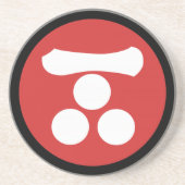  Red White Mori Japan Samurai Mon Art Zandsteen Onderzetter (Voorkant)