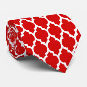 Red White Moroccan Quatrefoil Pattern #4 Stropdas (Opgerold)