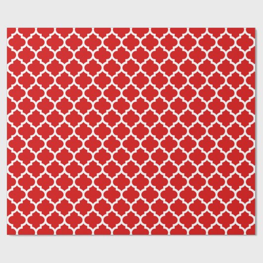 Red White Moroccan Quatrefoil Pattern #5 Cadeaupapier (Vlak)