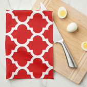 Red White Moroccan Quatrefoil Pattern #5 Theedoek (Quarter Fold)