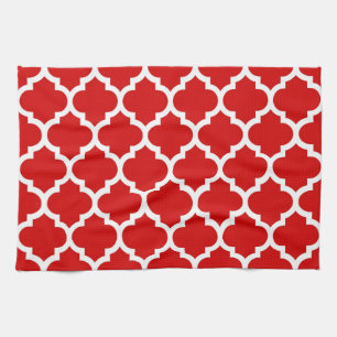 Red White Moroccan Quatrefoil Pattern #5 Theedoek