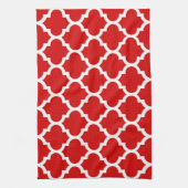Red White Moroccan Quatrefoil Pattern #5 Theedoek (Verticaal)